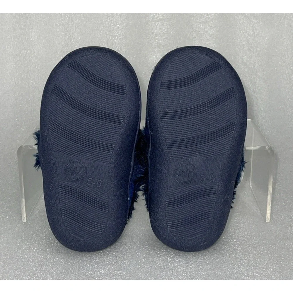 WONDER NATION DINO‎ NITE DINOSAUR TODDLER BOYS FUZZY SLIPPERS SHOES SIZE 5-6 NEW